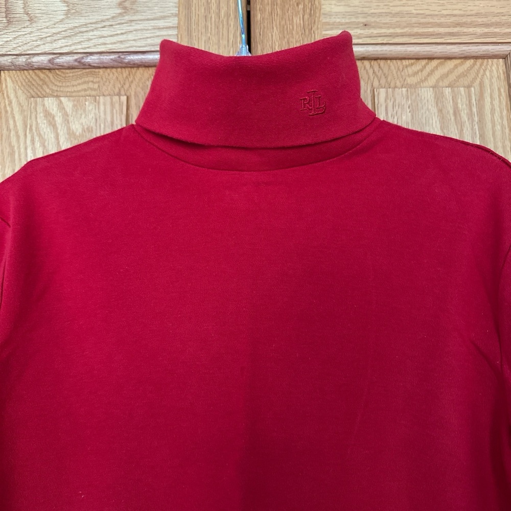 SOLD on depop LAUREN Ralph Lauren Red Turtleneck Sweater 100% cotton size S - Picture 2 of 6